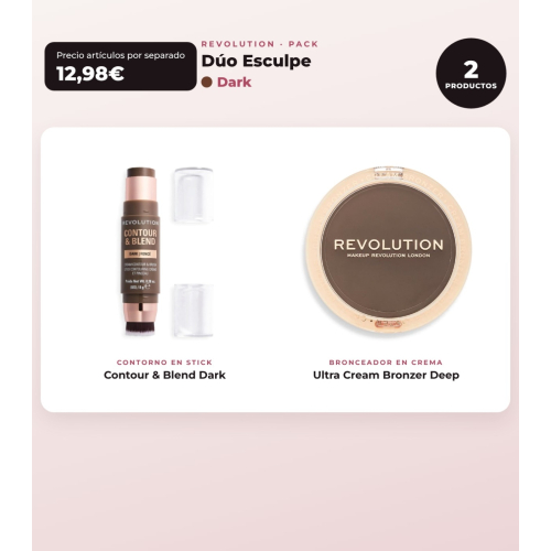 Makeup Revolution - Stick Contour Set Reloaded Contour & Blend - Dark + Cream Bronzer Ultra Cream Bronzer - Deep