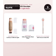 Makeup Revolution - Stick Contour Set Reloaded Contour & Blend - Light + Highlighter Jelly Glass Halo - Rose Glow + Highlighter Brush Soft Focus Create - R6