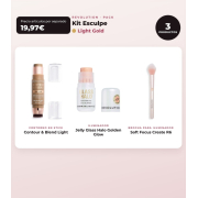Makeup Revolution - Stick Contour Set Reloaded Contour & Blend - Light + Highlighter Jelly Glass Halo - Golden Glow + Highlighter Brush Soft Focus Create - R6