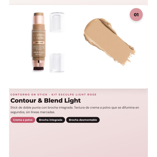 Makeup Revolution - Stick Contour Set Reloaded Contour & Blend - Light + Highlighter Jelly Glass Halo - Rose Glow + Highlighter Brush Soft Focus Create - R6