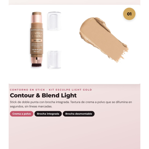 Makeup Revolution - Stick Contour Set Reloaded Contour & Blend - Light + Highlighter Jelly Glass Halo - Golden Glow + Highlighter Brush Soft Focus Create - R6