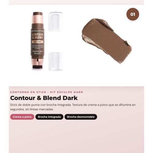 Makeup Revolution - Stick Contour Set Reloaded Contour & Blend - Dark + Stick Bronzer Skin Silk - Sunset + Powder Brush Sweep & Sculpt - R12
