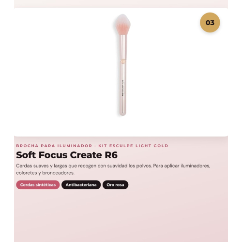 Makeup Revolution - Stick Contour Set Reloaded Contour & Blend - Light + Highlighter Jelly Glass Halo - Golden Glow + Highlighter Brush Soft Focus Create - R6