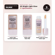 Makeup Revolution - Bronzing Drops Set Bright Light - Scorched Light/ Med + Liquid Blush Bright Light - Rosie Pink + Multi-Use Base Bright Light Face Glow - Gleam Light