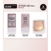 Makeup Revolution - Bronzing Drops Set Bright Light - Spice Tan/Deep + Liquid Blush Bright Light - Rosie Pink + Powder Highlighter Beam Bright - Bronze Baddie