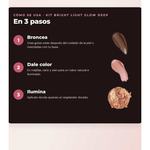 Makeup Revolution - Bronzing Drops Set Bright Light - Spice Tan/Deep + Liquid Blush Bright Light - Rosie Pink + Powder Highlighter Beam Bright - Bronze Baddie