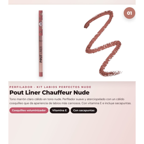 Makeup Revolution - Lip Liner Set Pout Liner - Chauffeur Nude + Matte Liquid Lipstick Air Blur - Chauffeur + Volumizing Lip Gloss Pout Bomb - Melba Warm Peach