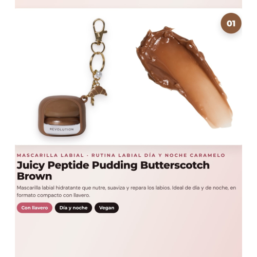 Makeup Revolution - Juicy Lip Mask Set Peptide Pudding - Butterscotch Brown + Lip Balm Juicy Peptide - Latte + Lip Oil Glaze Oil - Lust Clear