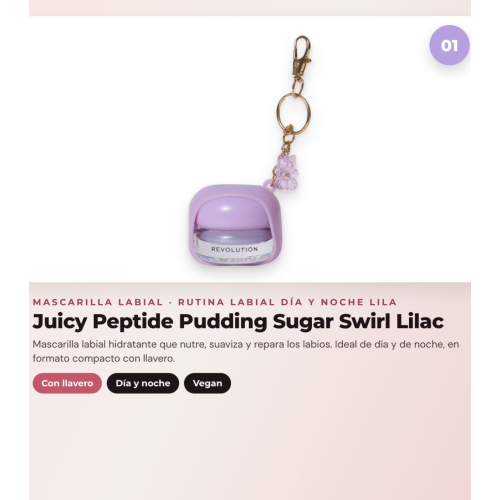 Makeup Revolution - Lip Mask Set Juicy Peptide Pudding - Sugar Swirl Lilac + Lip Balm Juicy Peptide - Spice + Lip Oil Glaze Oil - Lust Clear