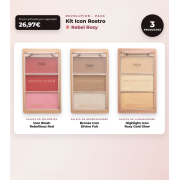 Makeup Revolution - Blush Palette Set Icon Blush - Rebellious Red + Bronzer Palette Bronze Icon - Divine Fair + Highlighter Palette Highlight Icon - Rosy Gold Glow