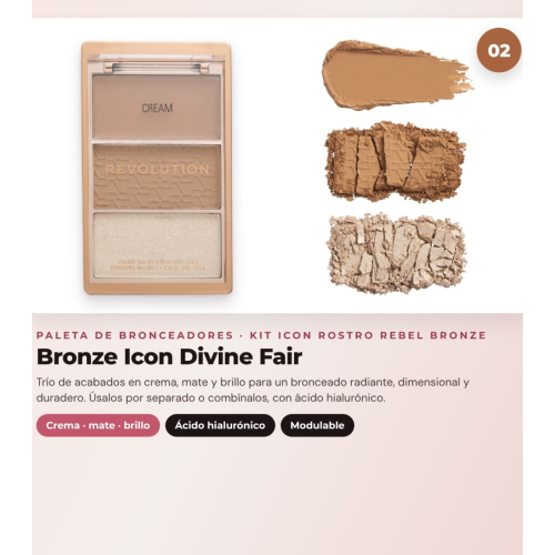 Makeup Revolution - Blush Palette Icon Blush - Rebellious Red + Bronzer Palette Bronze Icon - Divine Fair + Highlighter Palette Highlight Icon - Molten Bronze