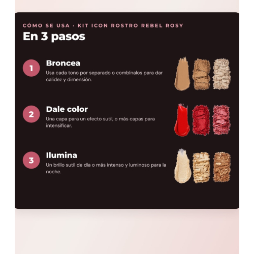 Makeup Revolution - Blush Palette Set Icon Blush - Rebellious Red + Bronzer Palette Bronze Icon - Divine Fair + Highlighter Palette Highlight Icon - Rosy Gold Glow