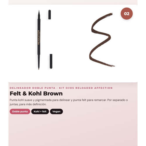 Makeup Revolution - Eyeshadow Palette Set Reloaded - Affection + Eyeliner Felt & Kohl Precision Dual Liner - Brown + Eyeliner Streamline Waterline Eyeliner Pencil - Silver