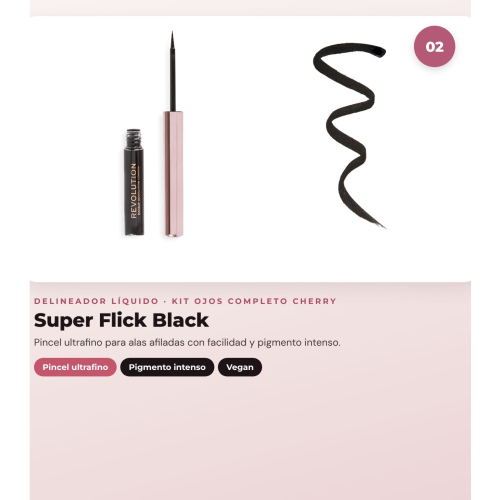 Makeup Revolution - Eyeshadow Palette Set The Cherry Icon + Liquid Eyeliner Super Flick - Black + Eyeliner Streamline Waterline Eyeliner Pencil - Rose Gold