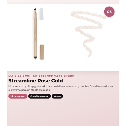 Makeup Revolution - Eyeshadow Palette Set The Cherry Icon + Liquid Eyeliner Super Flick - Black + Eyeliner Streamline Waterline Eyeliner Pencil - Rose Gold