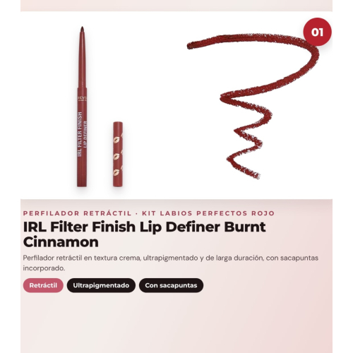 Makeup Revolution - Lip Liner Set IRL Filter Finish Lip Definer - Burnt Cinnamon + Satin Lipstick Lip Allure Soft Satin + Matte Liquid Lipstick Air Blur - Fiery
