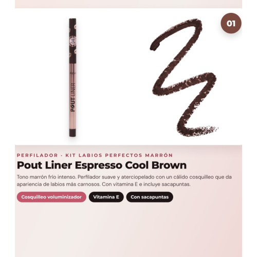 Makeup Revolution - Lip Liner Set Pout Liner - Espresso Cool Brown + Liquid Lipstick IRL Whipped Lip Crème - Espresso Nude + Lip Gloss with Shimmer Pout Bomb - Chocolate Sparkle