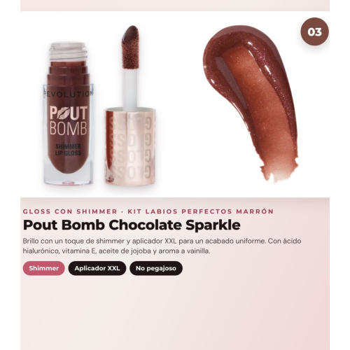 Makeup Revolution - Lip Liner Set Pout Liner - Espresso Cool Brown + Liquid Lipstick IRL Whipped Lip Crème - Espresso Nude + Lip Gloss with Shimmer Pout Bomb - Chocolate Sparkle