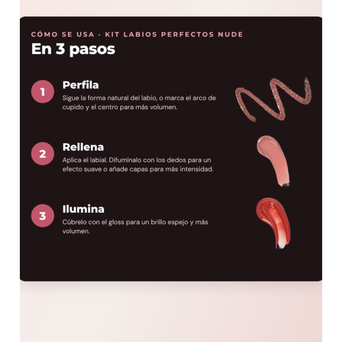 Makeup Revolution - Lip Liner Set Pout Liner - Kiss Baby Pink + Satin Lipstick Lip Allure - Brunch Pink Nude + Lip Oil Pout Lip Charm - Lychee Clear Pink