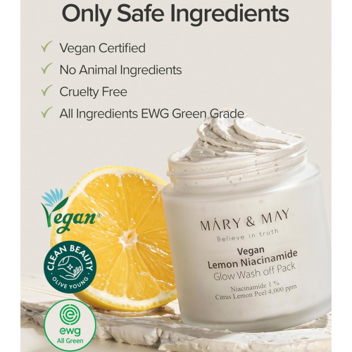Mary & May - Exfoliating Face Mask Lemon Niacinamide Glow Wash off