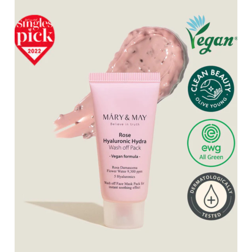 Mary & May - Facial mask Rose Hyaluronic Hydra Wash off