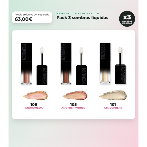 Mesauda - Pack of 3 liquid shadows Galactic Shadow - 108: Andromeda + 105: Another World + 101: Atmosphere