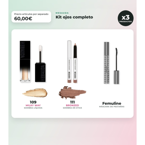 Mesauda - Eye pack Galactic Shadow 109: Milky Way + Drawmatic Shadow 111: Bronzed + Mascara Femuline