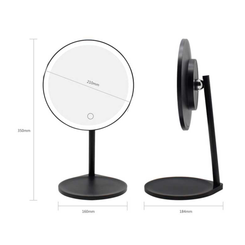 MQBeauty - Black Vanity Rechargeable Mirror with Dimmable LED Lighting