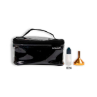 Transparent cosmetic bag + 24 bottles of 15ml