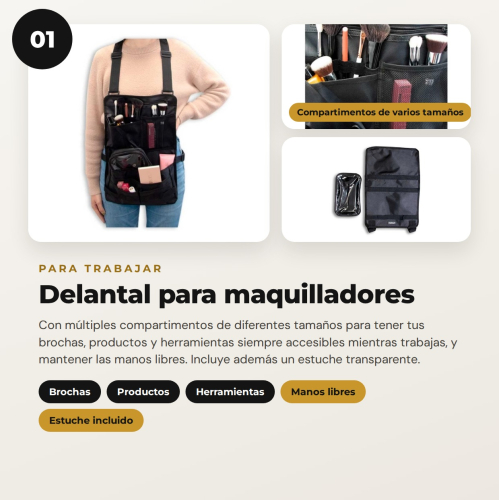 MQBeauty - Makeup Artist Pack with Apron, Transparent Case of 24 Bottles and Brush Bag for Professional Makeup Artists and Students