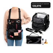 MQBeauty - Makeup Artist Pack with Apron, Transparent Case of 24 Bottles and Brush Bag for Professional Makeup Artists and Students