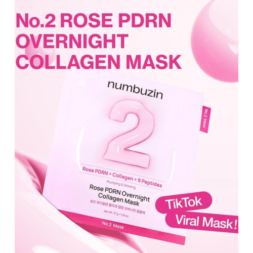 Numbuzin - Night facial mask No.2 Rose PDRN Plumping