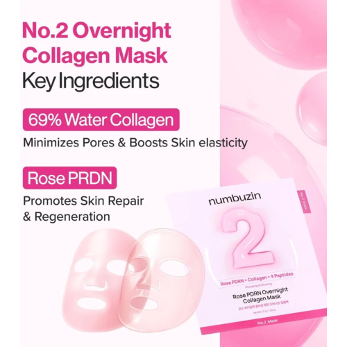 Numbuzin - Night facial mask No.2 Rose PDRN Plumping