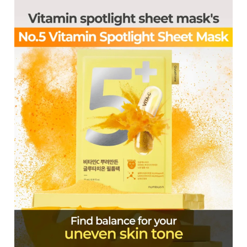 Numbuzin - Brightening Face Mask No.5+ Glutathione Vitamin Concentrated