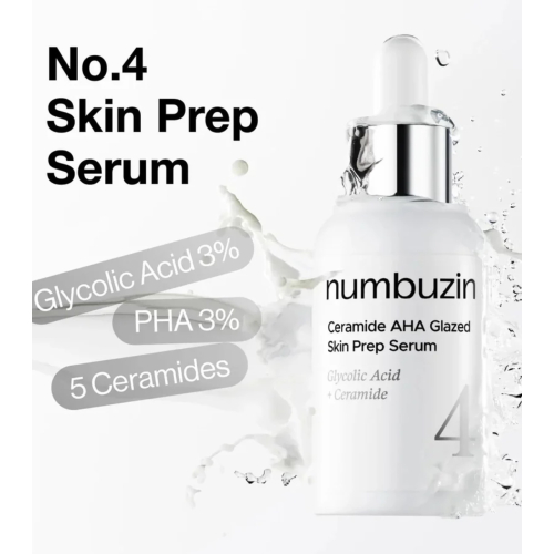Numbuzin - Exfoliating serum No.4 ceramides and AHA Glazed Skin Prep