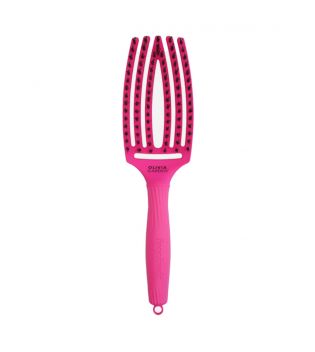 Olivia Garden - *Think Pink* - Hair Brush Fingerbrush Combo Medium - Neon Pink