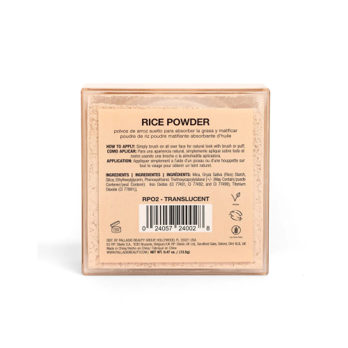 Palladio - Rice Mattifying Loose Powder - 02: Traslucent