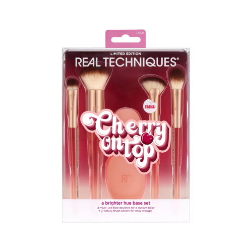 Real Techniques - *Cherry On top* - Set of 4 brushes + 2 silicone covers