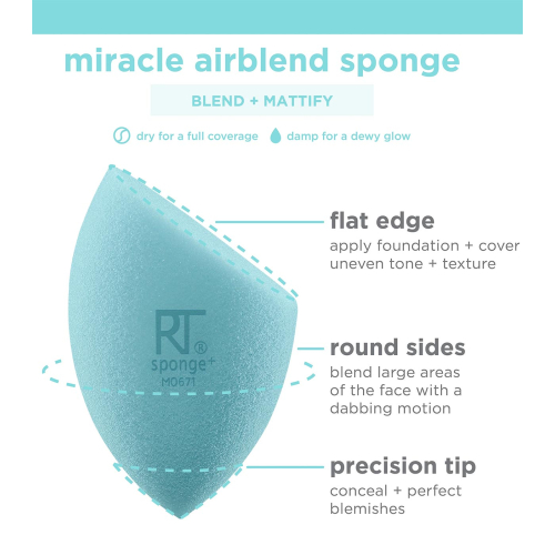 Real Techniques - Makeup Sponge Pack Miracle Airblend Sponge - Natural Matte Finish