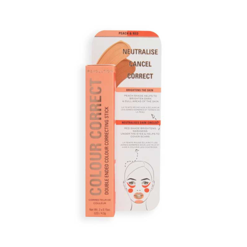 Revolution - Color correcting stick duo Correct & Transform - Peach and red