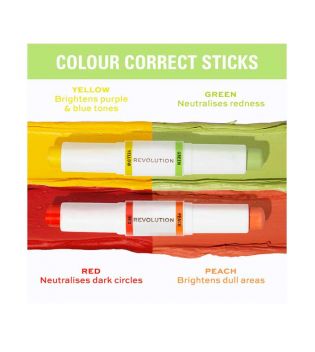 Revolution - Color correcting stick duo Correct & Transform - Peach and red