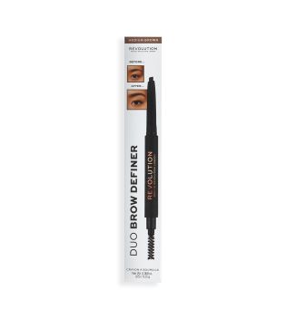 Revolution - Eyebrow Pencil Duo Brow Definer - Medium Brown