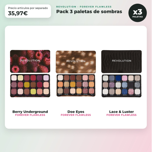 Revolution - Pack of 3 Forever Flawless eyeshadow palettes