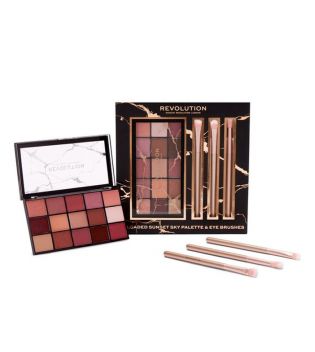 Revolution - Gift set with Reloaded Sunset Sky eyeshadow palette and eye brushes