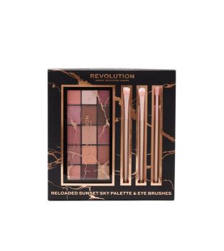 Revolution - Gift set with Reloaded Sunset Sky eyeshadow palette and eye brushes
