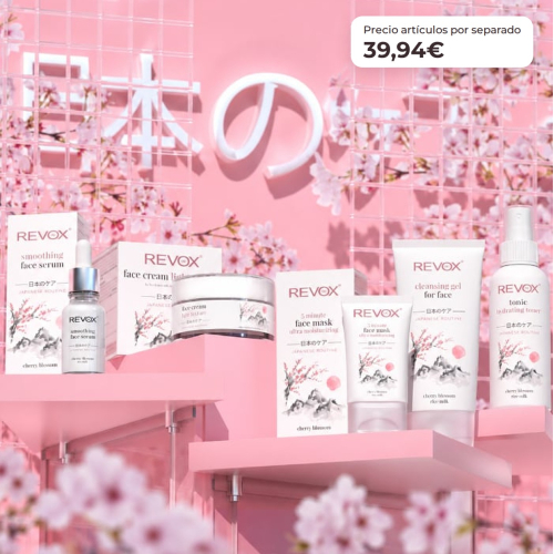 Revox Complete Facial Care Set Japanese Routine with Cleansing Gel, Peeling, Toner, Serum, Cream, and Hydrating Mask Vegan and Cruelty Free