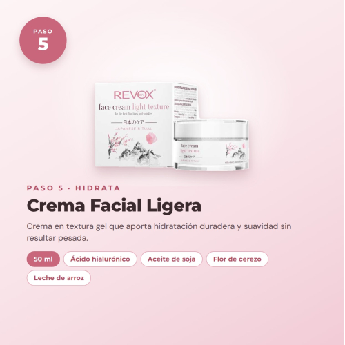 Revox Complete Facial Care Set Japanese Routine with Cleansing Gel, Peeling, Toner, Serum, Cream, and Hydrating Mask Vegan and Cruelty Free
