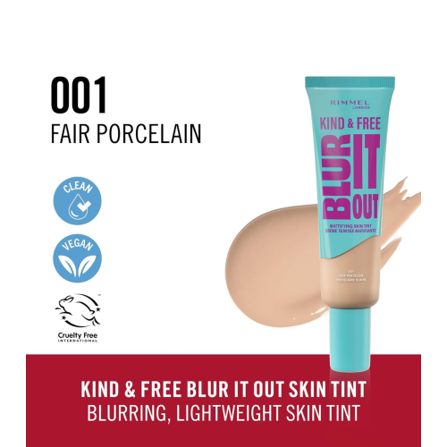 Rimmel London - *Kind & Free* - Mattifying Foundation Blur It Out - 001: Fair Porcelain