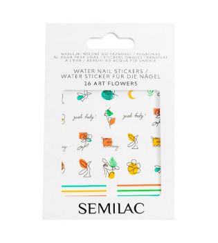 Semilac - Water-based nail stickers - 16 Art Flowers