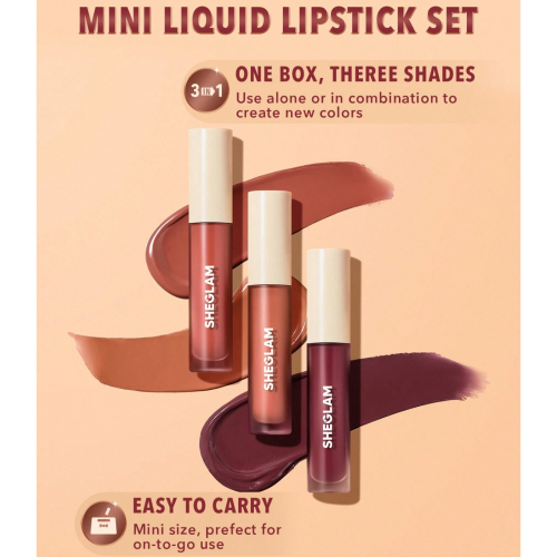 SHEGLAM - Set of 3 mini liquid lipsticks Matte Allure - Feel Real